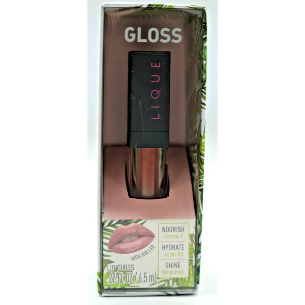 Lique-Lipgloss-HIGH ROLLER- W/ Vitamin E & Jojoba‎ Oil-.22 FL. OZ.-NEW/BOXED!